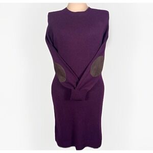 Polo Ralph Lauren Elbow Patch Merino Wool Cashmere Sweater Dress In Merlot M